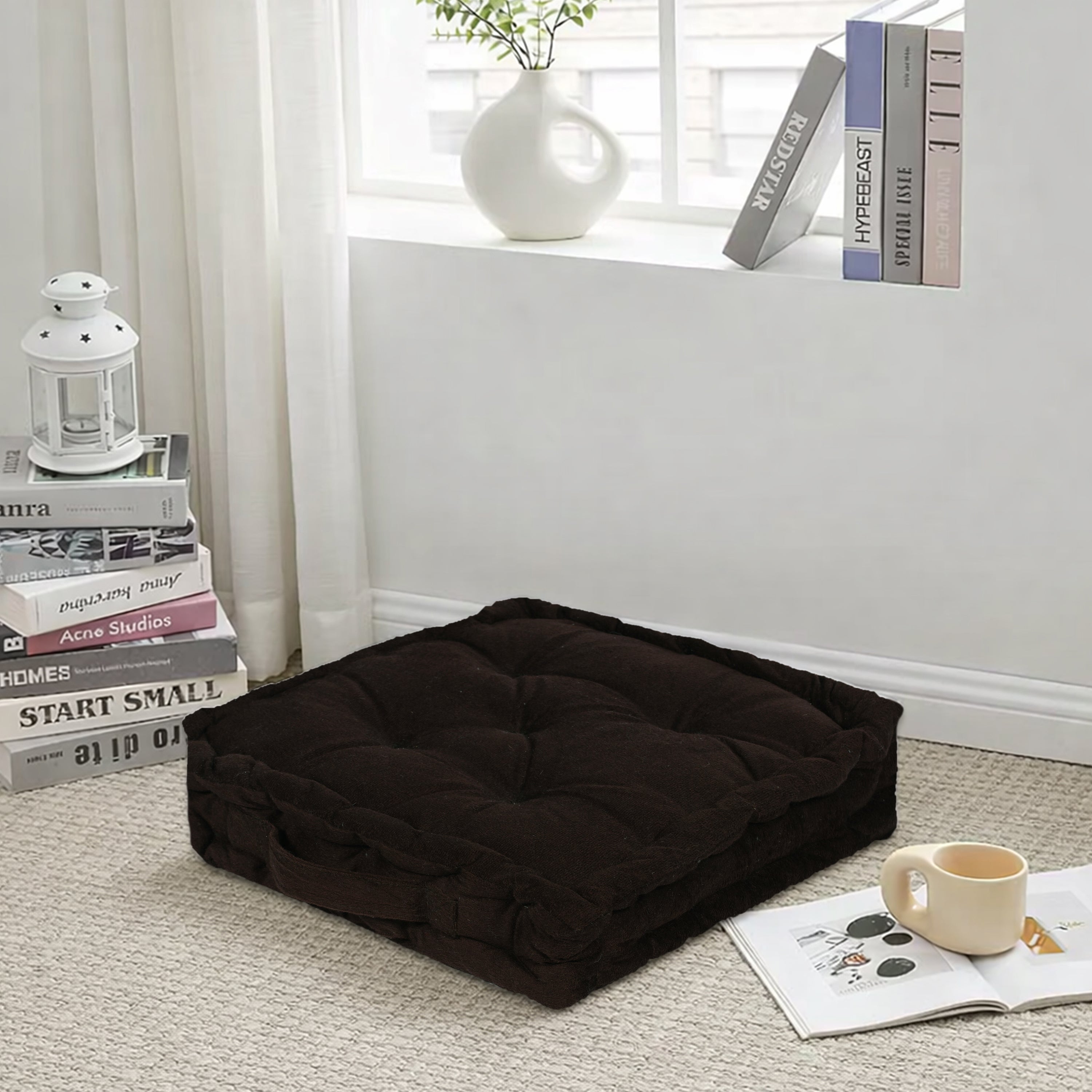 Coffee Floor Cushion (40x40 cm) – Comfortable & Durable Meditation Seat Pad for Home & Living Room