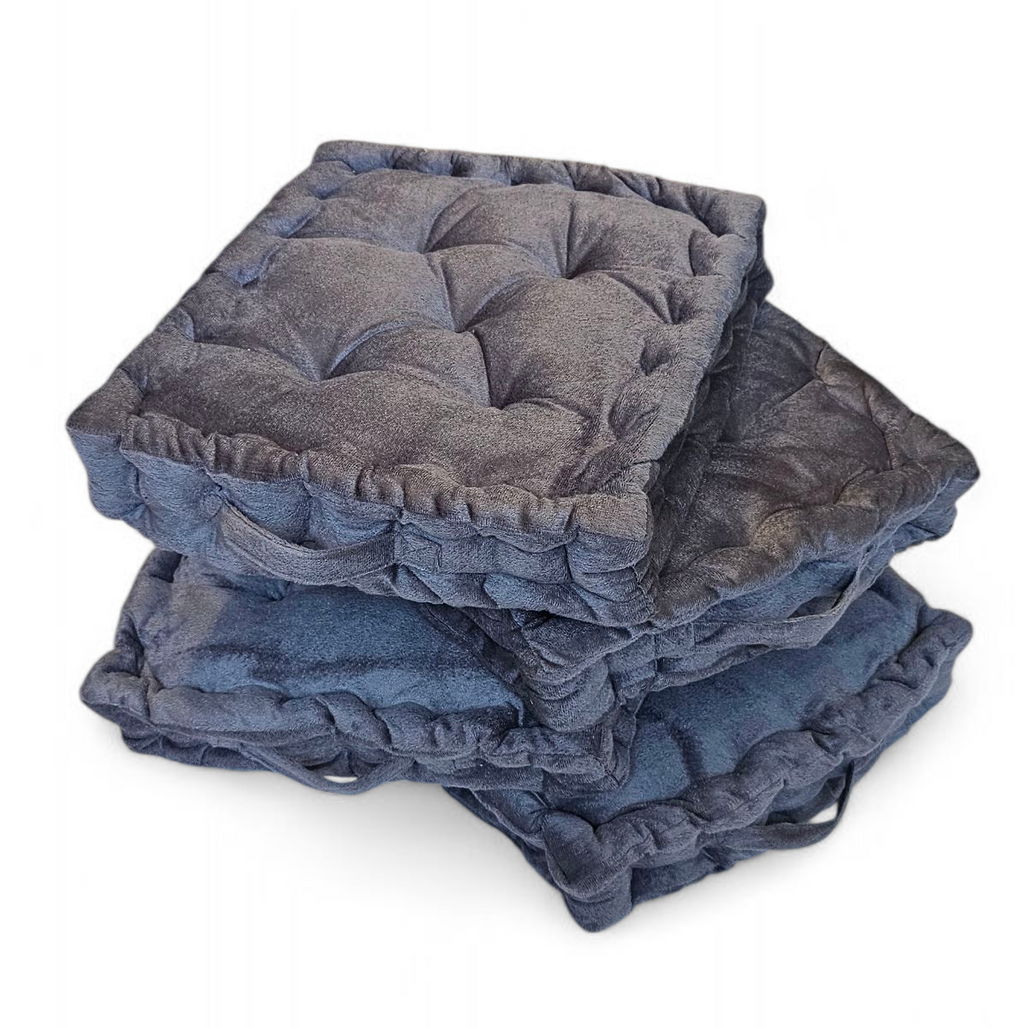 Soft Cotton Grey Floor Cushion – Square Floor Pillow for Living Room & Bedroom