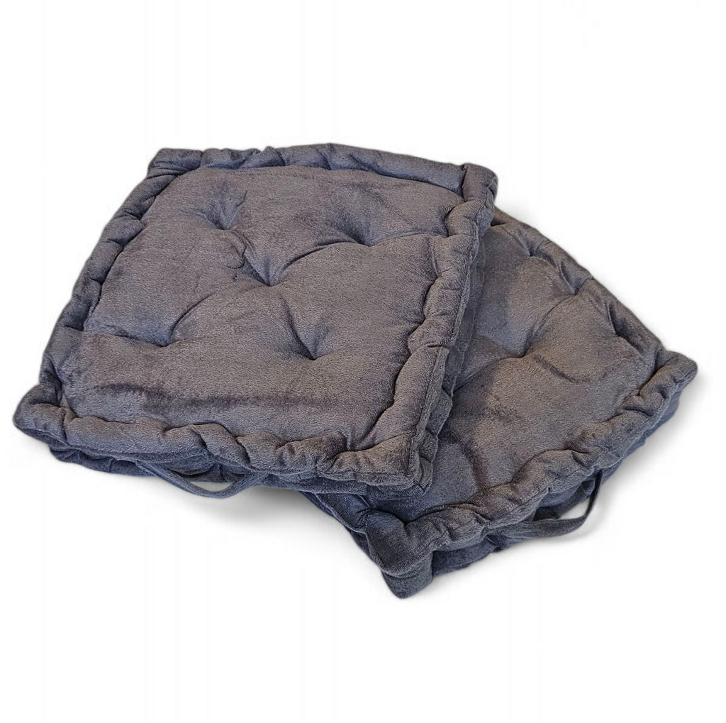 Soft Cotton Grey Floor Cushion – Square Floor Pillow for Living Room & Bedroom