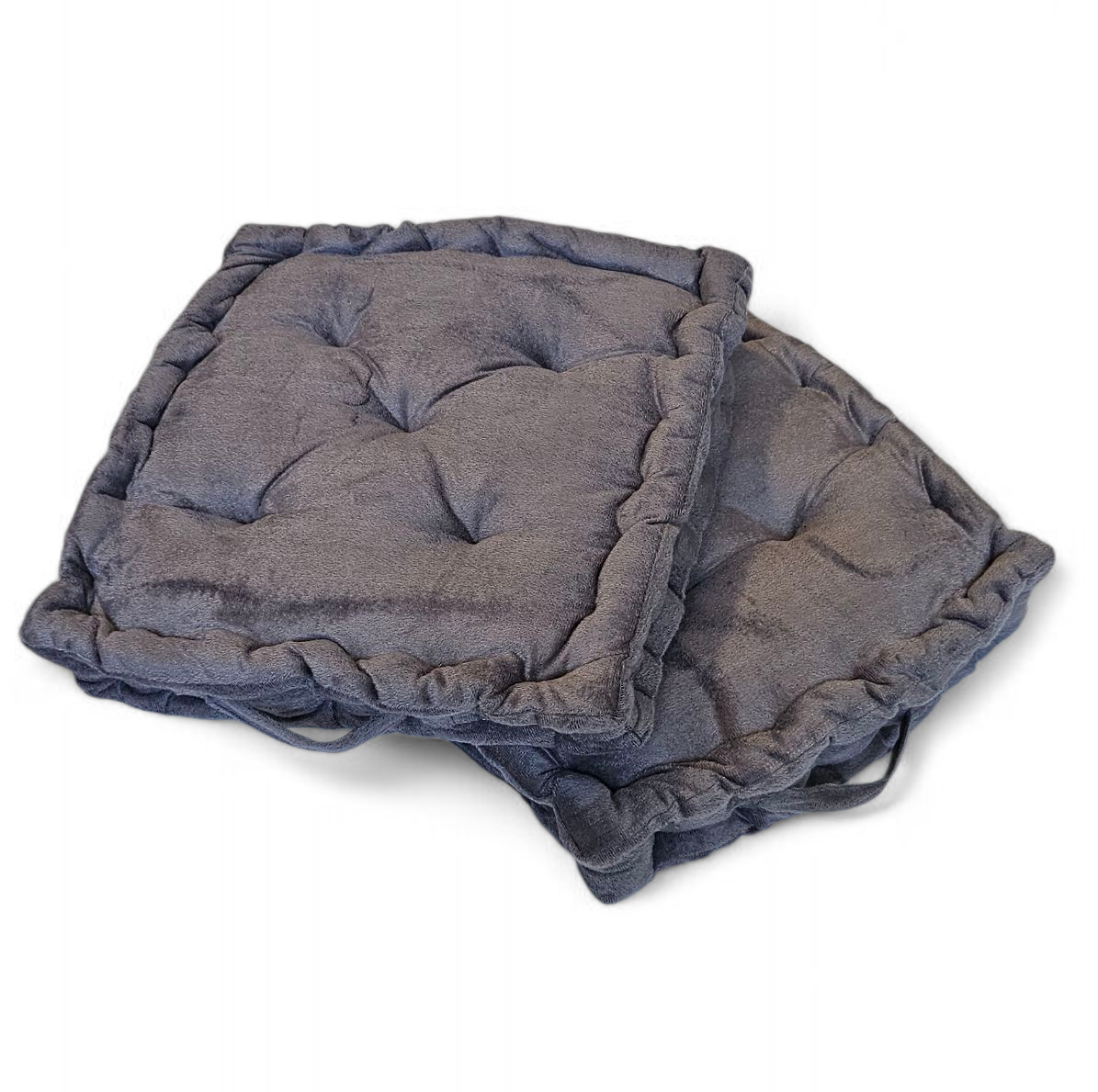 Soft Cotton Grey Floor Cushion – Square Floor Pillow for Living Room & Bedroom