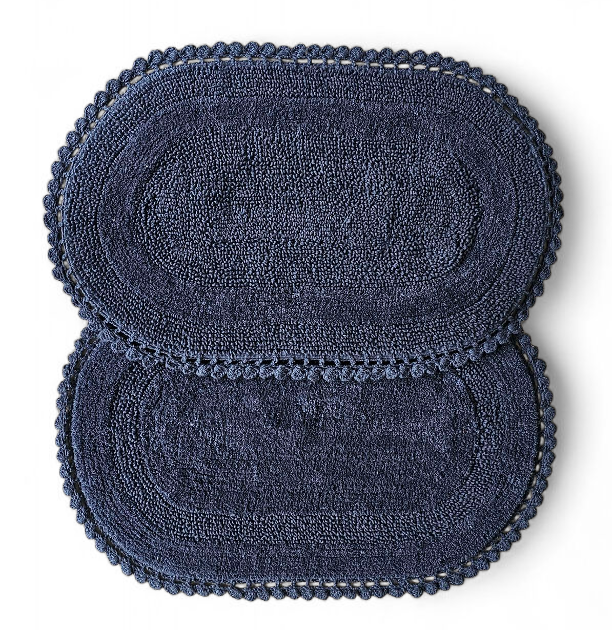 Reversible Crochet Cotton Mat – Airforce Blue |( 50x80 cm) | Handcrafted Multi-Purpose Floor Mat