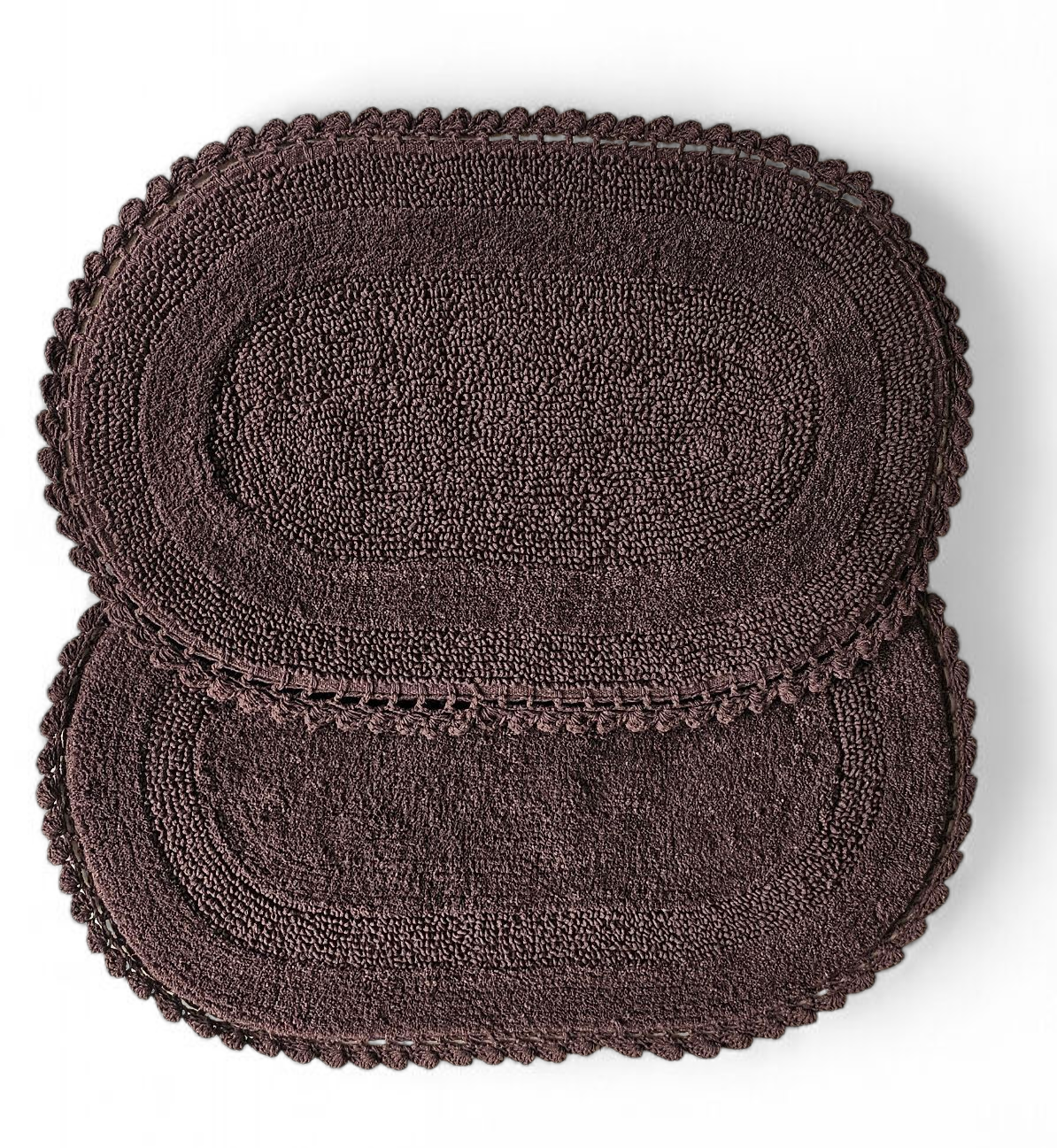 Luxury Crochet Reversible Oval Bathmat – Handmade Cotton Flat Weave Mat, Copper (50x80 cm)
