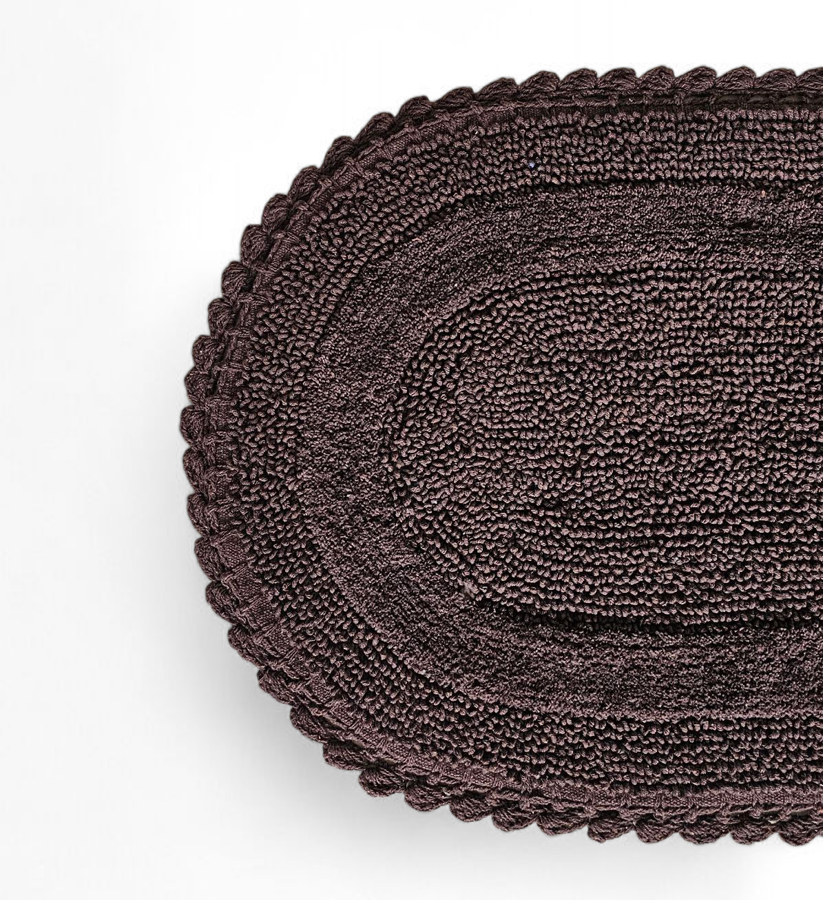 Luxury Crochet Reversible Oval Bathmat – Handmade Cotton Flat Weave Mat, Copper (50x80 cm)