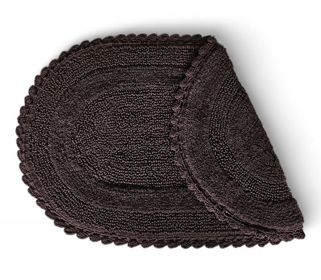 Luxury Crochet Reversible Oval Bathmat – Handmade Cotton Flat Weave Mat, Copper (50x80 cm)