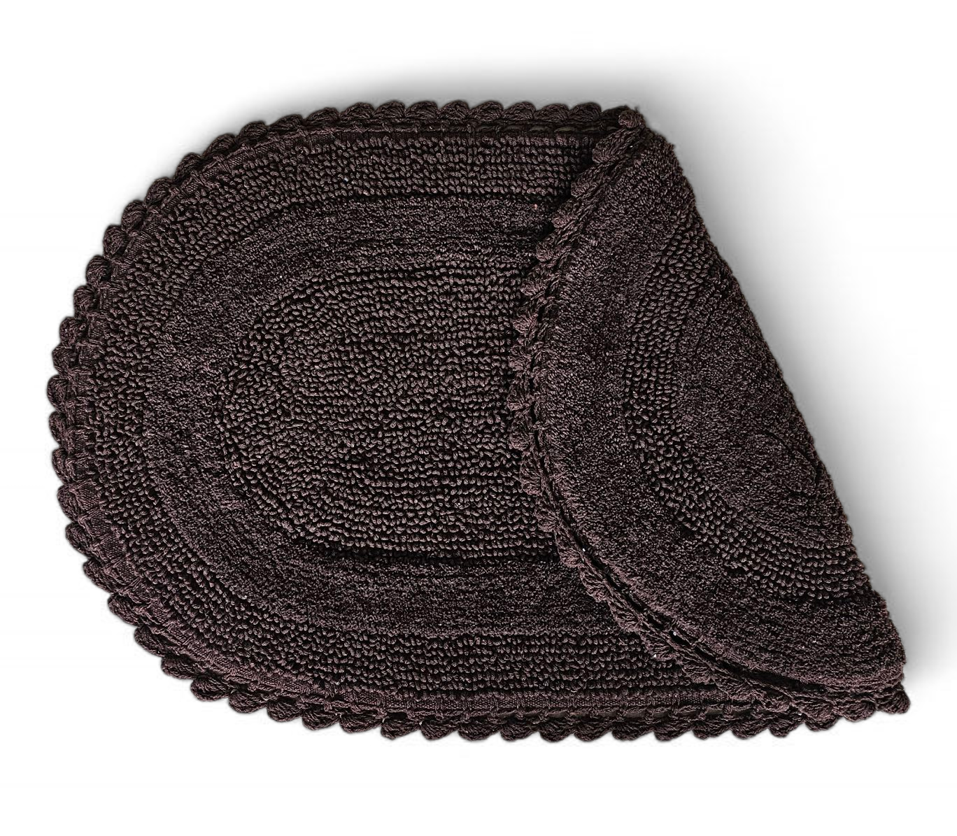 Luxury Crochet Reversible Oval Bathmat – Handmade Cotton Flat Weave Mat, Copper (50x80 cm)
