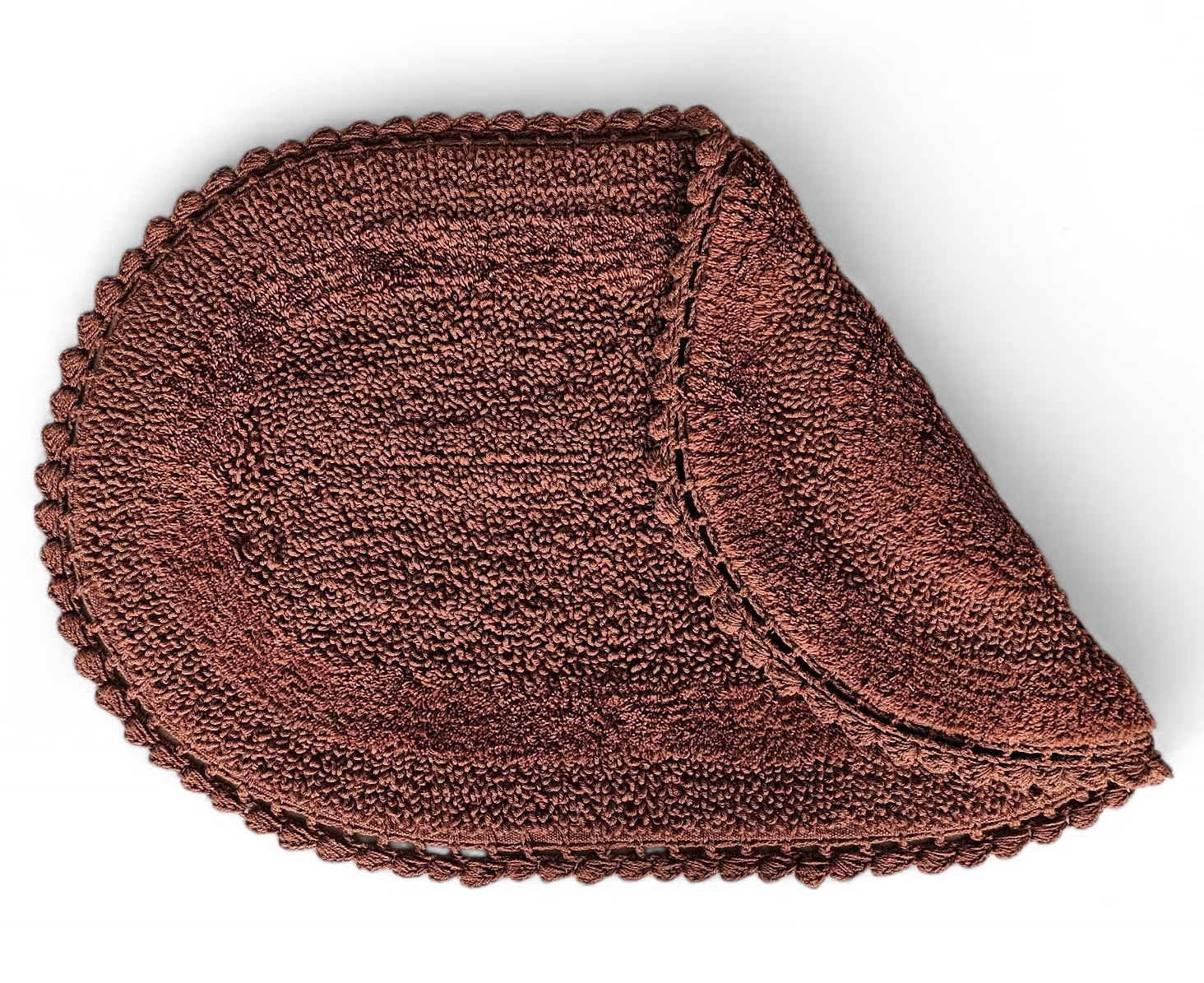 Premium Tan Crochet Reversible Bathmat – Handmade Cotton Oval Floor Mat (50x80 cm)