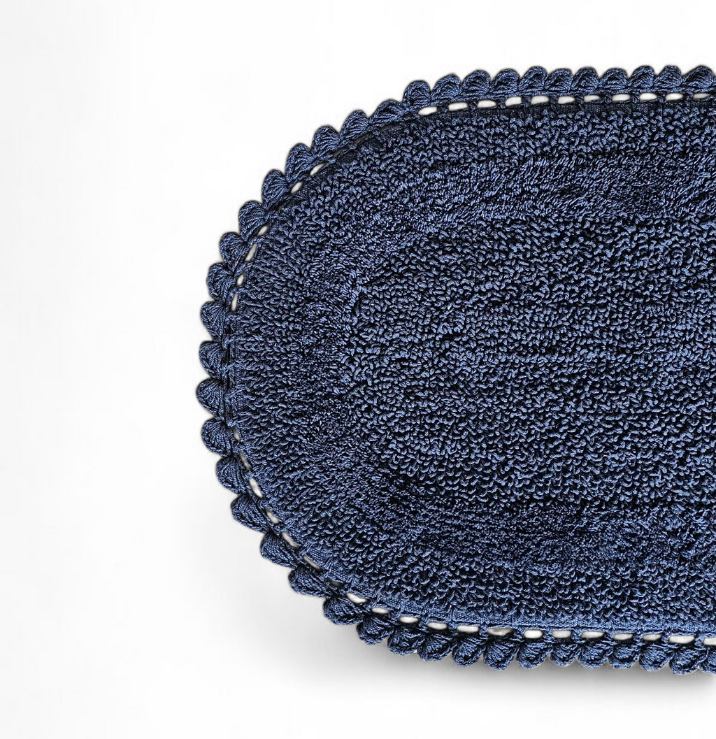 Reversible Crochet Cotton Mat – Airforce Blue |( 50x80 cm) | Handcrafted Multi-Purpose Floor Mat