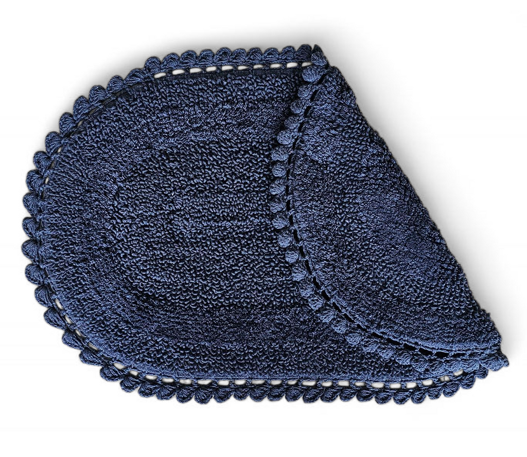 Reversible Crochet Cotton Mat – Airforce Blue |( 50x80 cm) | Handcrafted Multi-Purpose Floor Mat