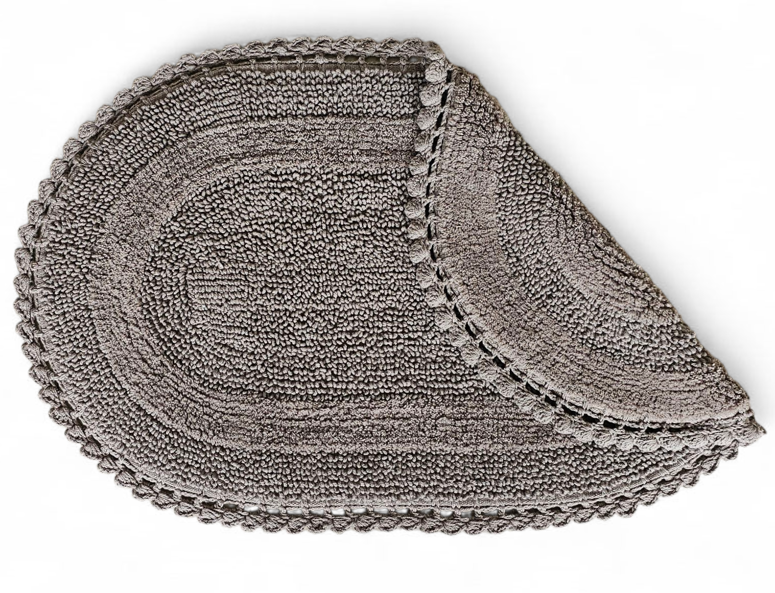 Luxury Crochet Reversible Oval Bathmat – Handmade Cotton Flat Weave Mat, Camel (50x80 cm)