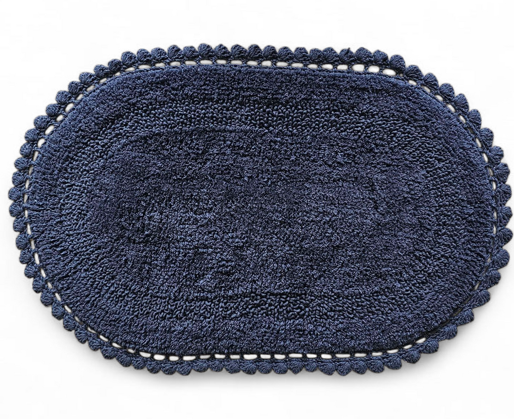 Reversible Crochet Cotton Mat – Airforce Blue |( 50x80 cm) | Handcrafted Multi-Purpose Floor Mat