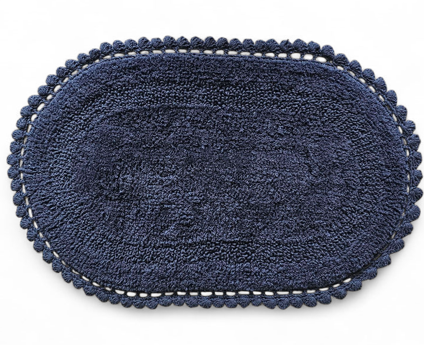 Reversible Crochet Cotton Mat – Airforce Blue |( 50x80 cm) | Handcrafted Multi-Purpose Floor Mat