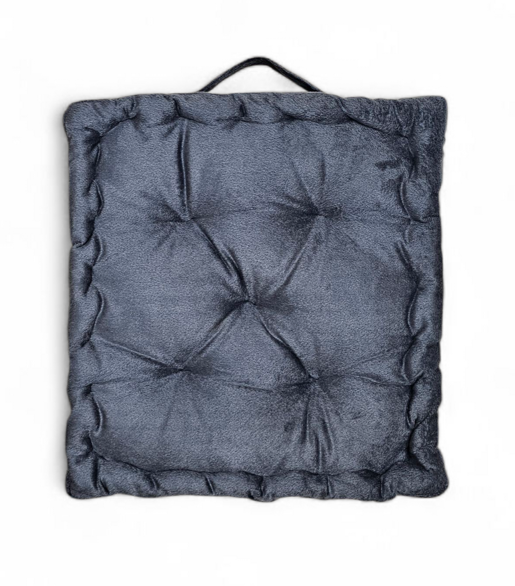 Soft Cotton Grey Floor Cushion – Square Floor Pillow for Living Room & Bedroom