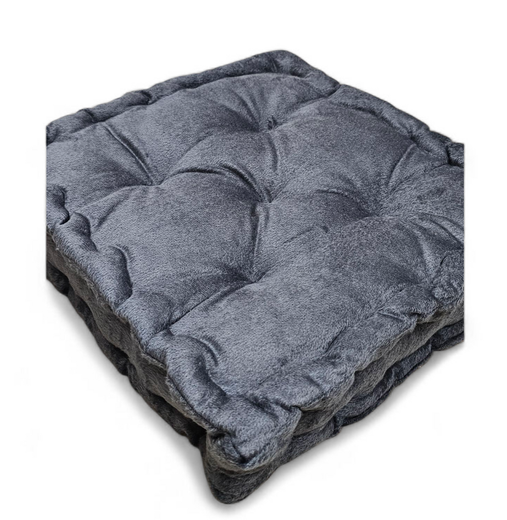 Soft Cotton Grey Floor Cushion – Square Floor Pillow for Living Room & Bedroom