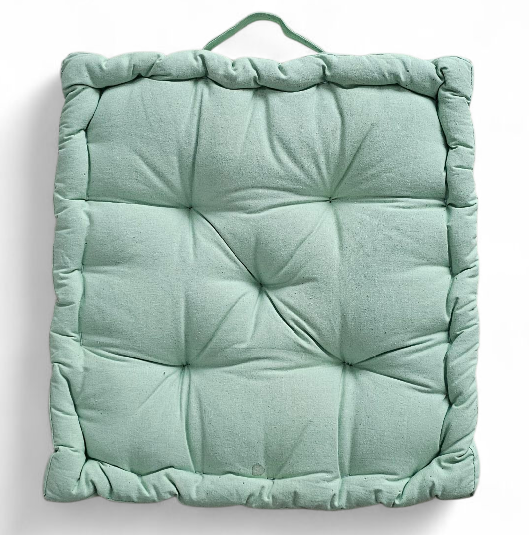 Monarch Home Art Sea Green Cotton Floor Cushion – 40×40 cm | Soft, Comfortable & Multipurpose Seating