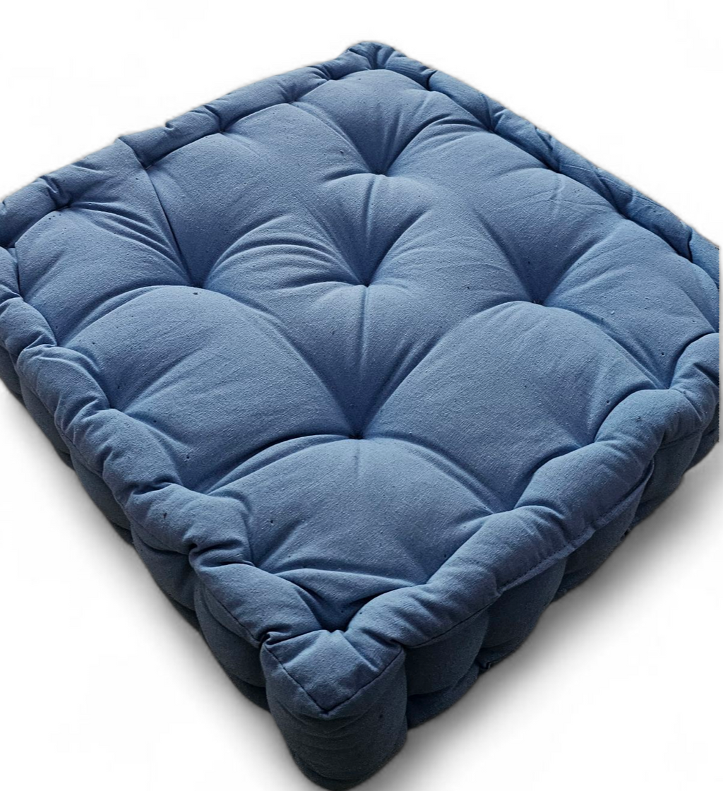 Monarch Home Art Ice Blue Cotton Floor Cushion – 40×40 cm | Soft, Comfortable & Multipurpose Seating