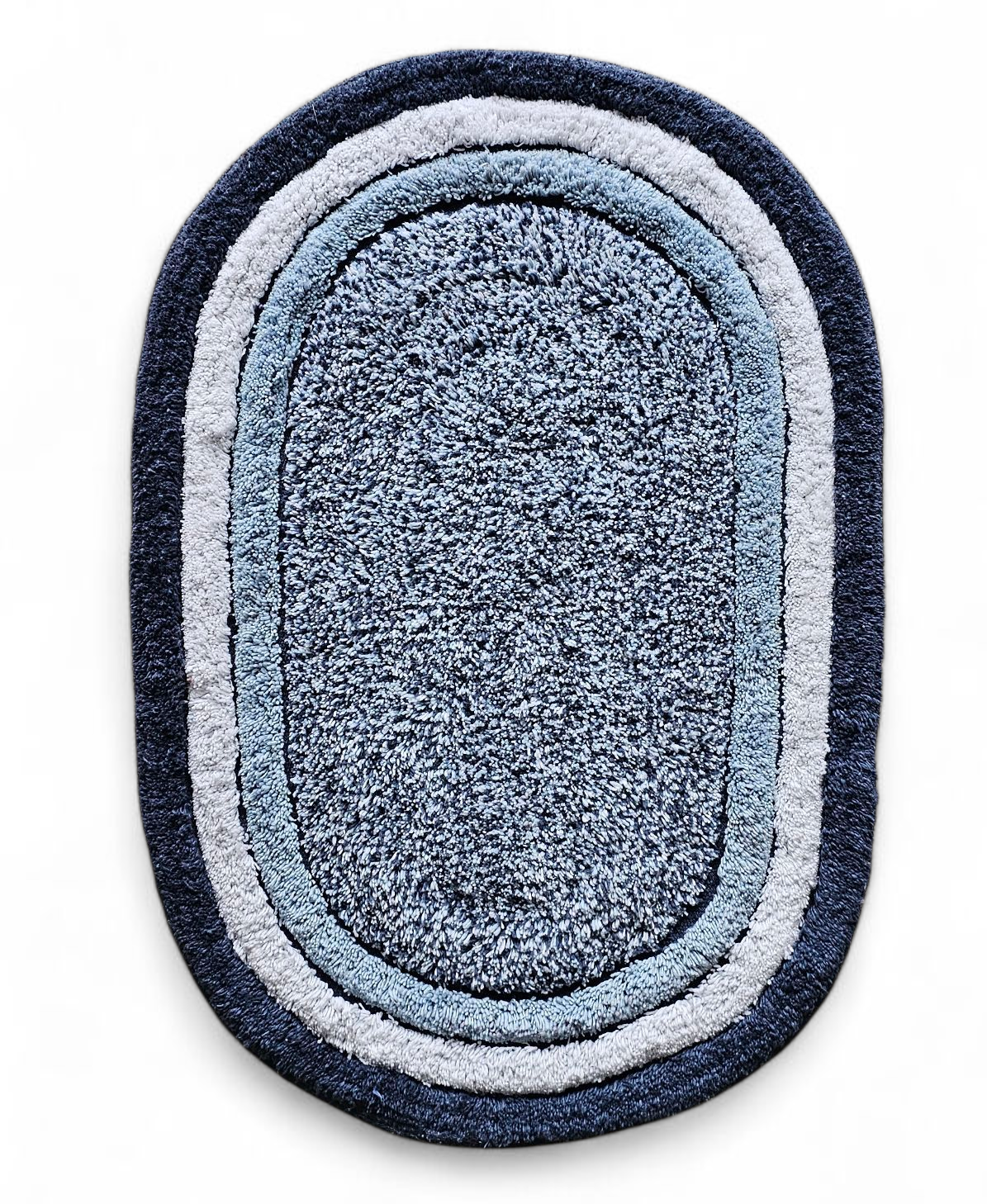 Luxury Blue Oval Bath Mat – Soft, Absorbent & Anti-Skid Microfiber Floor Mat for Bathroom & Home Décor (40x60 cm)