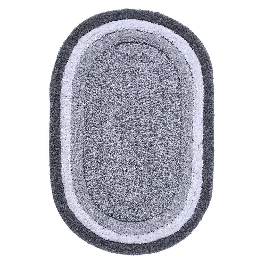 Premium Grey Oval Bath Mat (40x60 cm) – Soft & Absorbent Microfiber Bathroom Mat with Anti-Skid Backing