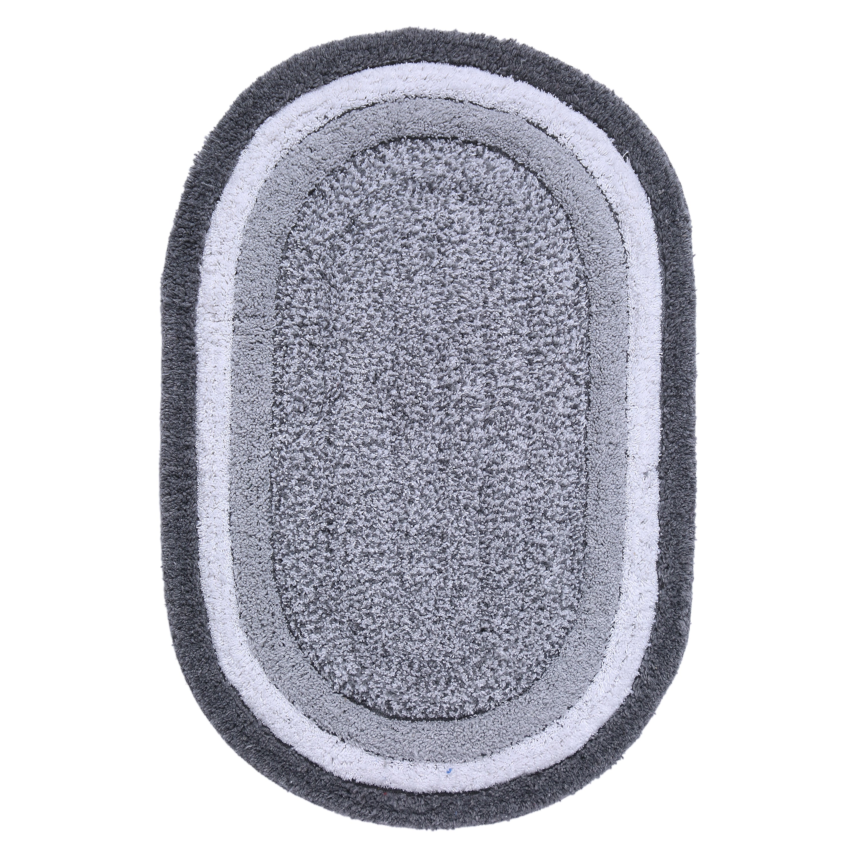 Premium Grey Oval Bath Mat (40x60 cm) – Soft & Absorbent Microfiber Bathroom Mat with Anti-Skid Backing