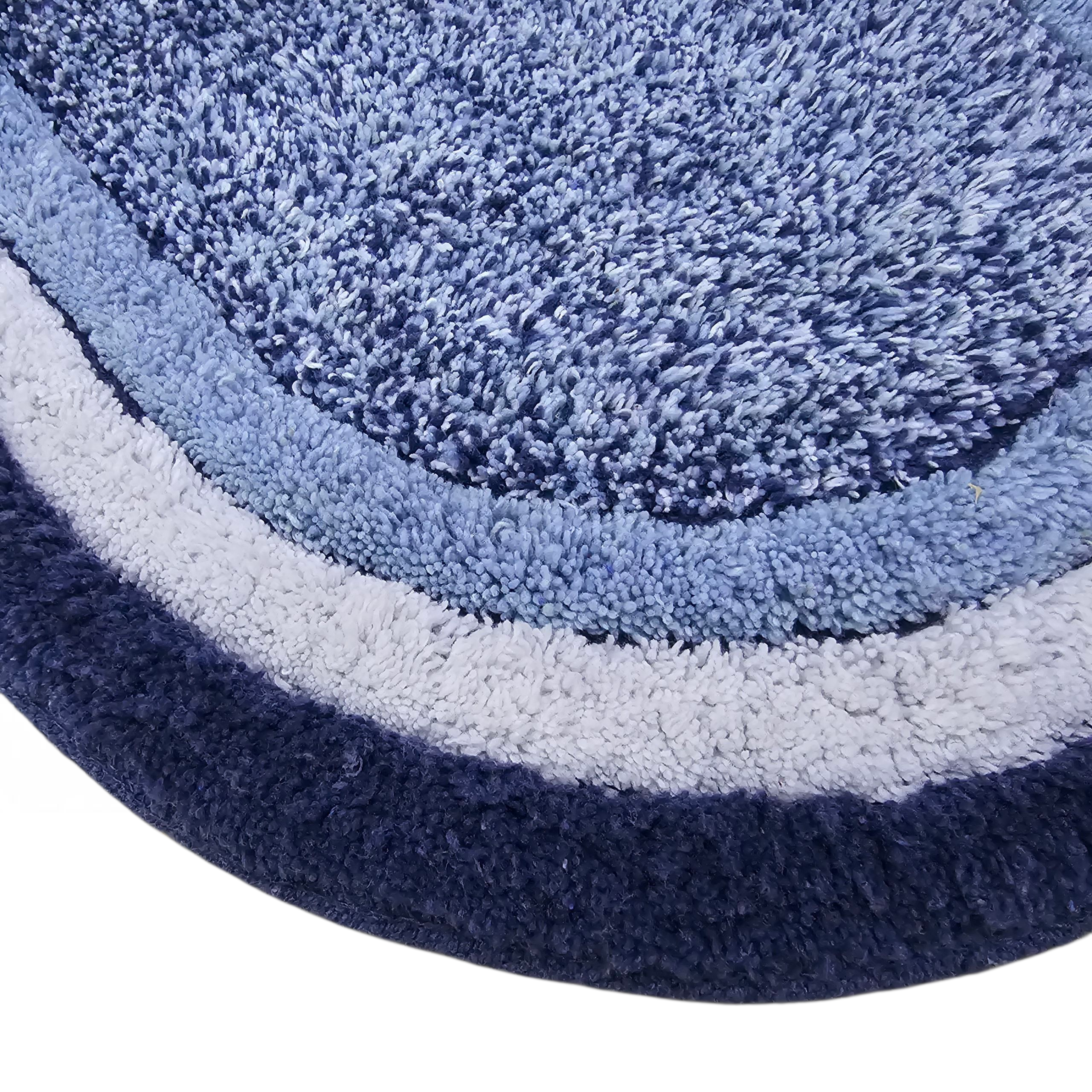 Luxury Blue Oval Bath Mat – Soft, Absorbent & Anti-Skid Microfiber Floor Mat for Bathroom & Home Décor (40x60 cm)