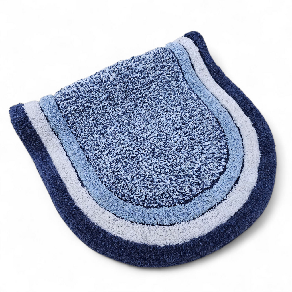 Luxury Blue Oval Bath Mat – Soft, Absorbent & Anti-Skid Microfiber Floor Mat for Bathroom & Home Décor (40x60 cm)