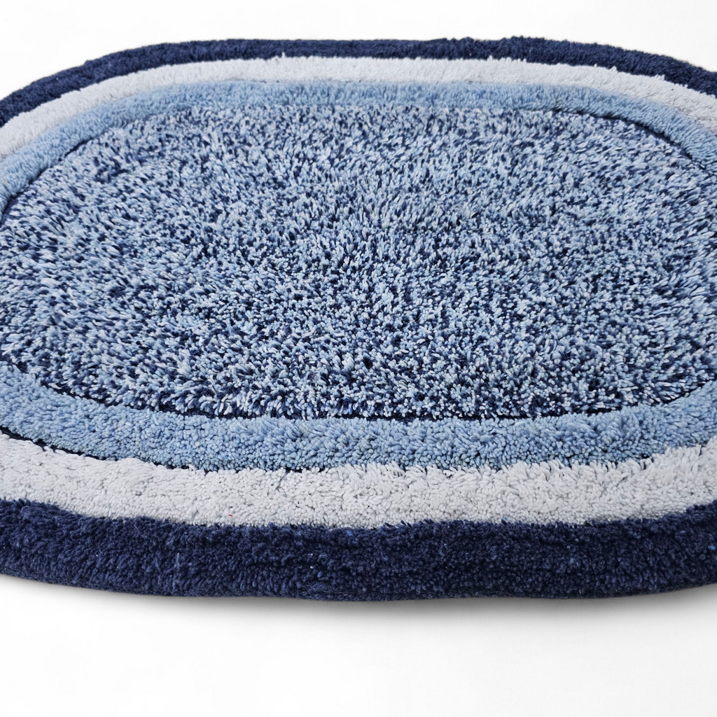 Luxury Blue Oval Bath Mat – Soft, Absorbent & Anti-Skid Microfiber Floor Mat for Bathroom & Home Décor (40x60 cm)