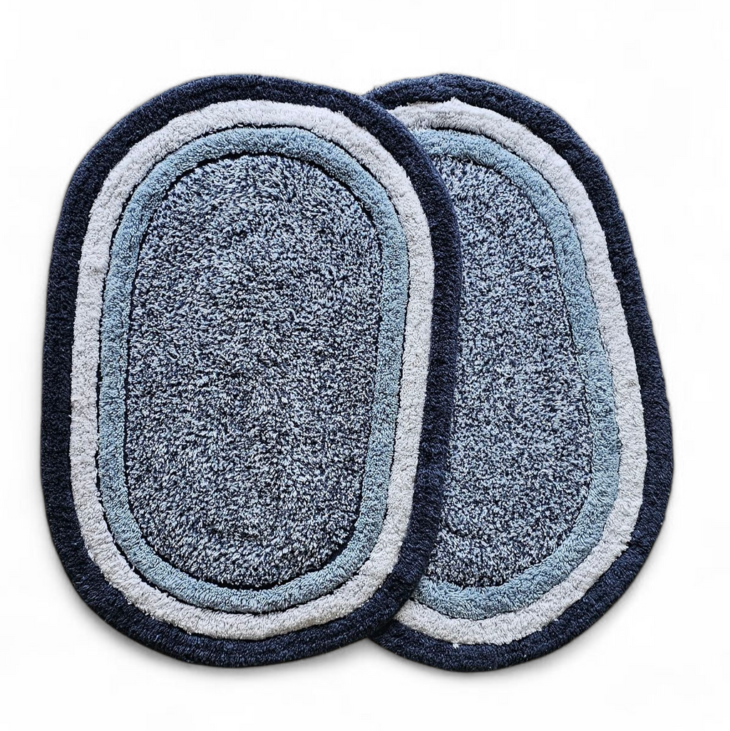 Luxury Blue Oval Bath Mat – Soft, Absorbent & Anti-Skid Microfiber Floor Mat for Bathroom & Home Décor (40x60 cm)