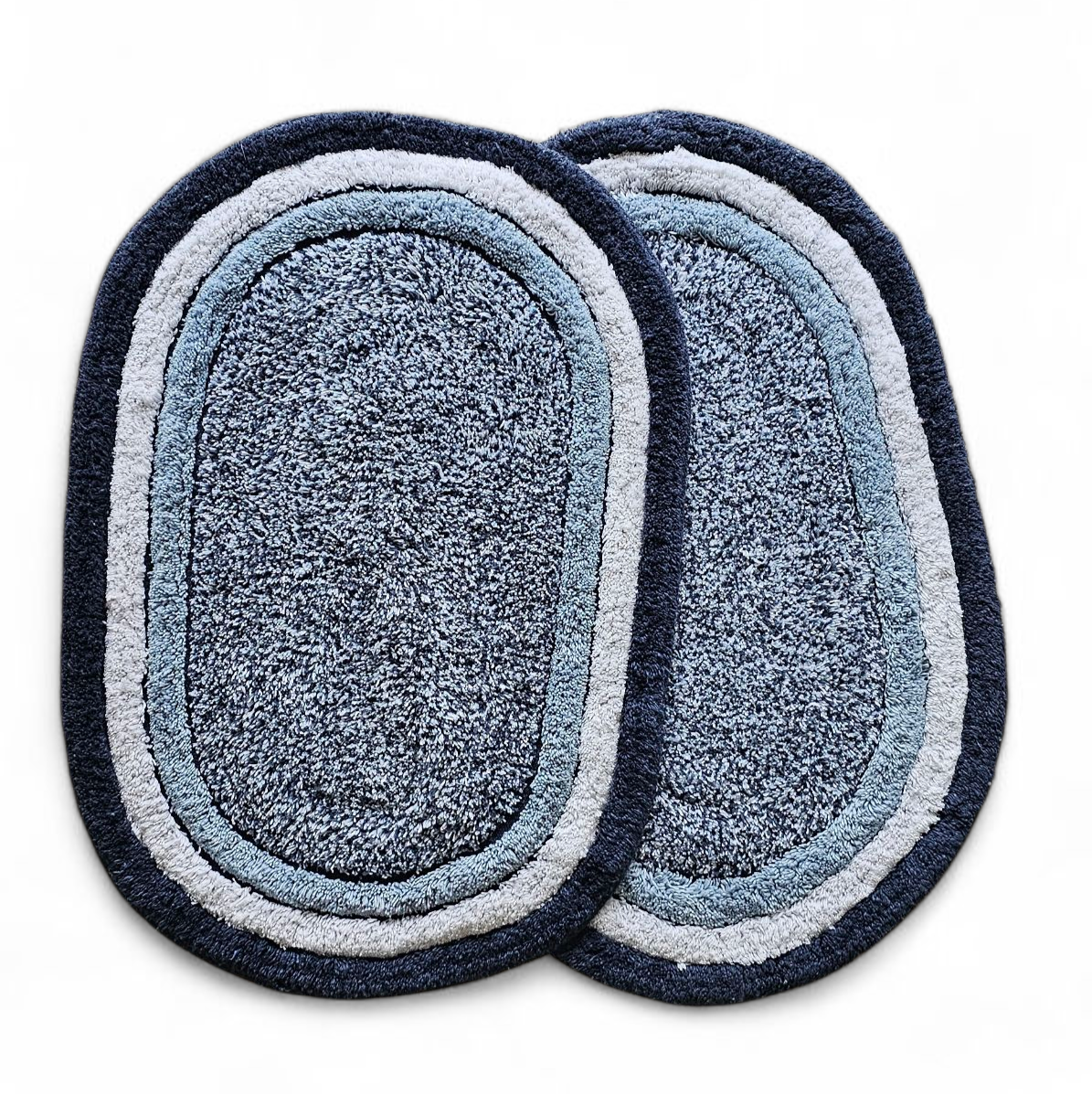 Luxury Blue Oval Bath Mat – Soft, Absorbent & Anti-Skid Microfiber Floor Mat for Bathroom & Home Décor (40x60 cm)