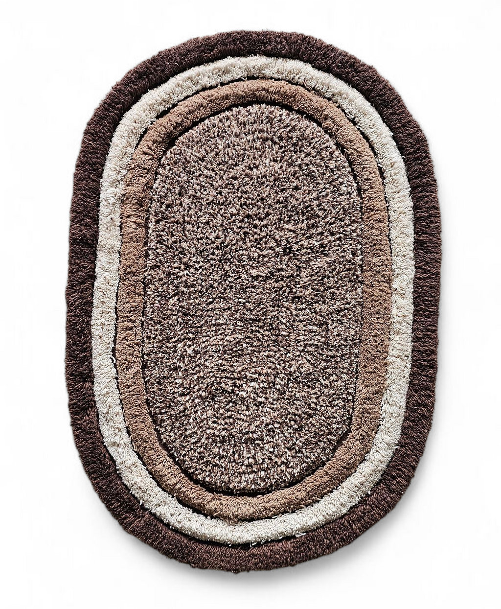 Luxury Chocolate Oval Bath Mat (40x60 cm) – Soft & Absorbent Microfiber Bathroom Mat with Anti-Skid Backing