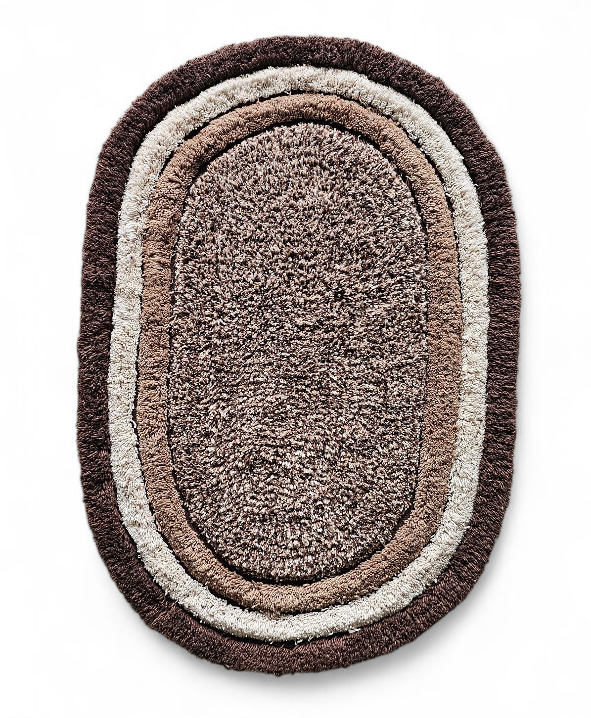 Luxury Chocolate Oval Bath Mat (40x60 cm) – Soft & Absorbent Microfiber Bathroom Mat with Anti-Skid Backing