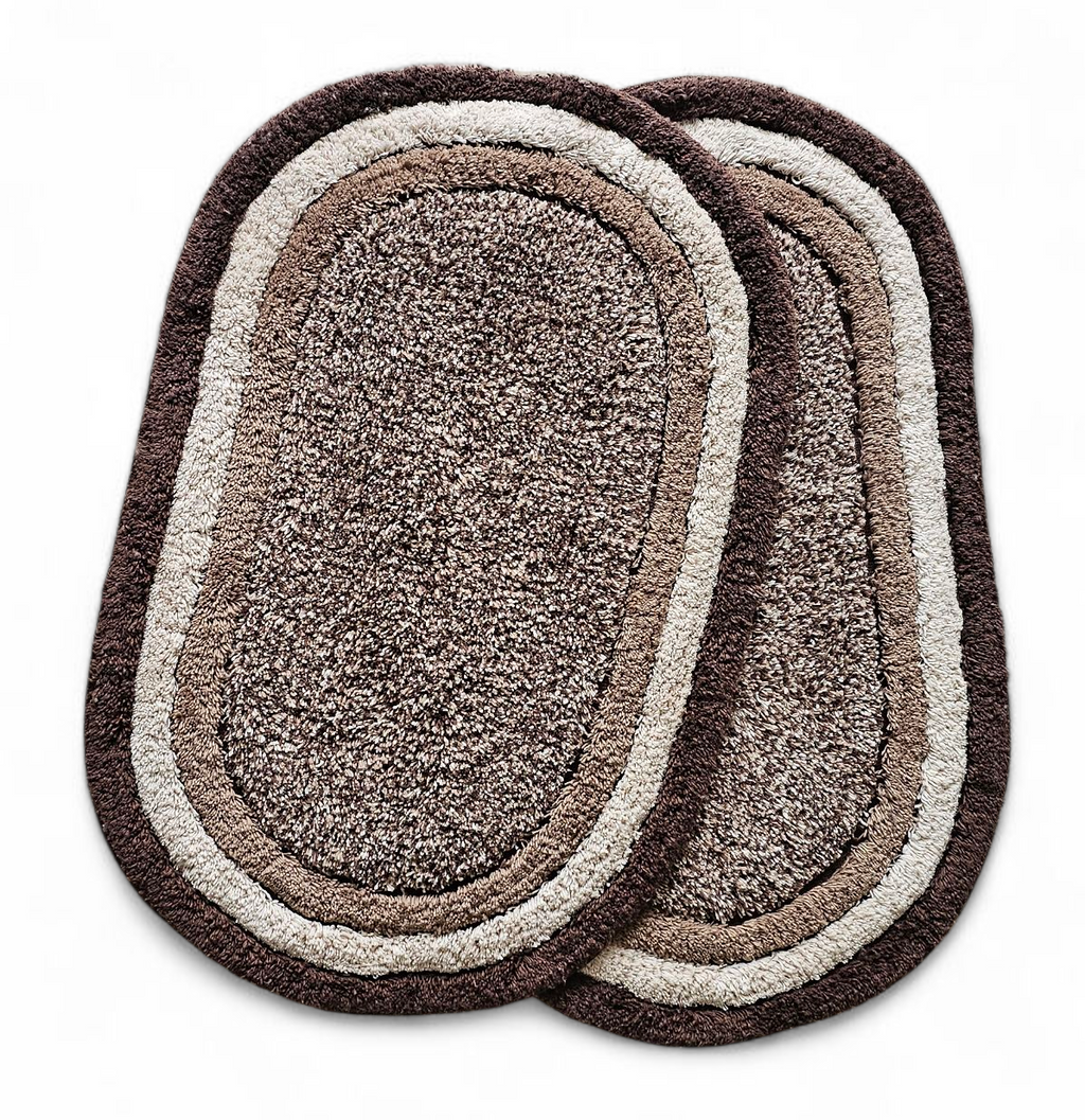Luxury Chocolate Oval Bath Mat (40x60 cm) – Soft & Absorbent Microfiber Bathroom Mat with Anti-Skid Backing