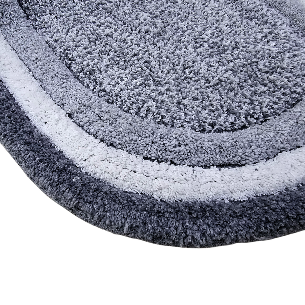Premium Grey Oval Bath Mat (40x60 cm) – Soft & Absorbent Microfiber Bathroom Mat with Anti-Skid Backing
