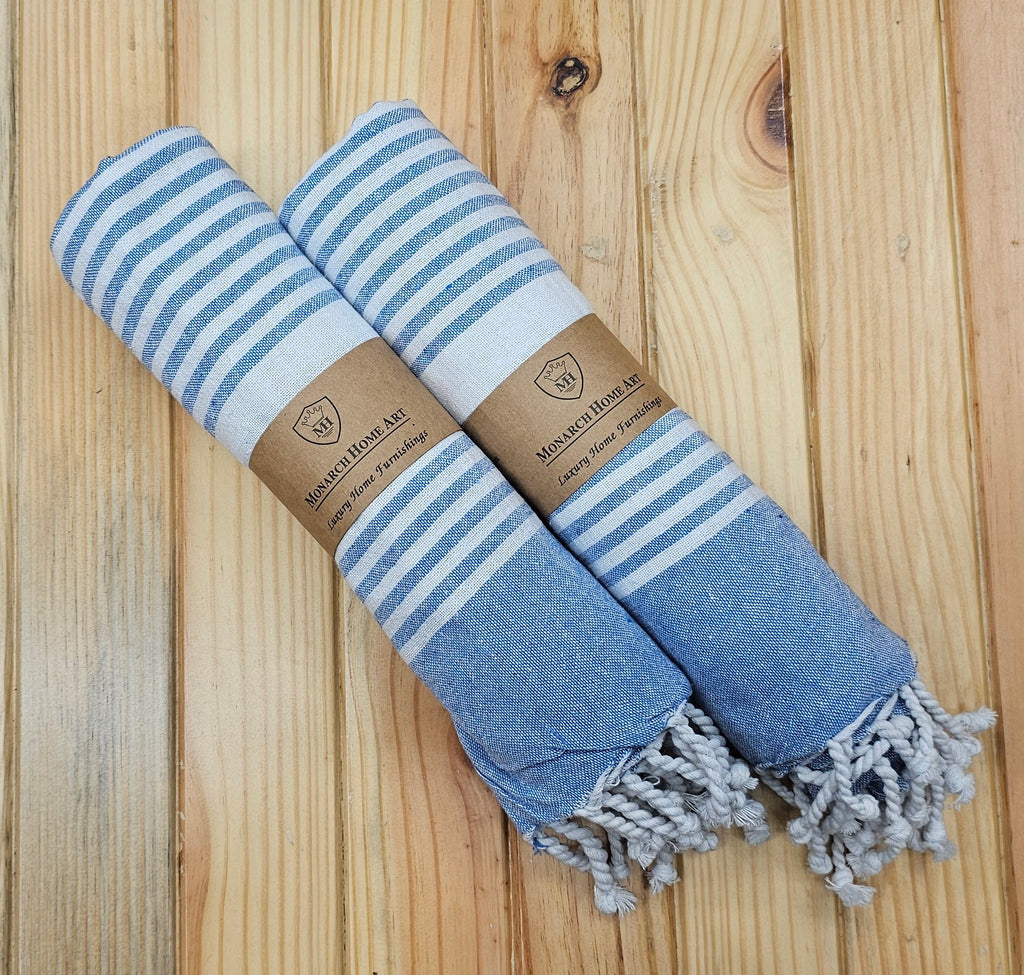 Premium Ice Blue Terry Cotton Beach Towel | Large, Super Absorbent & Lightweight