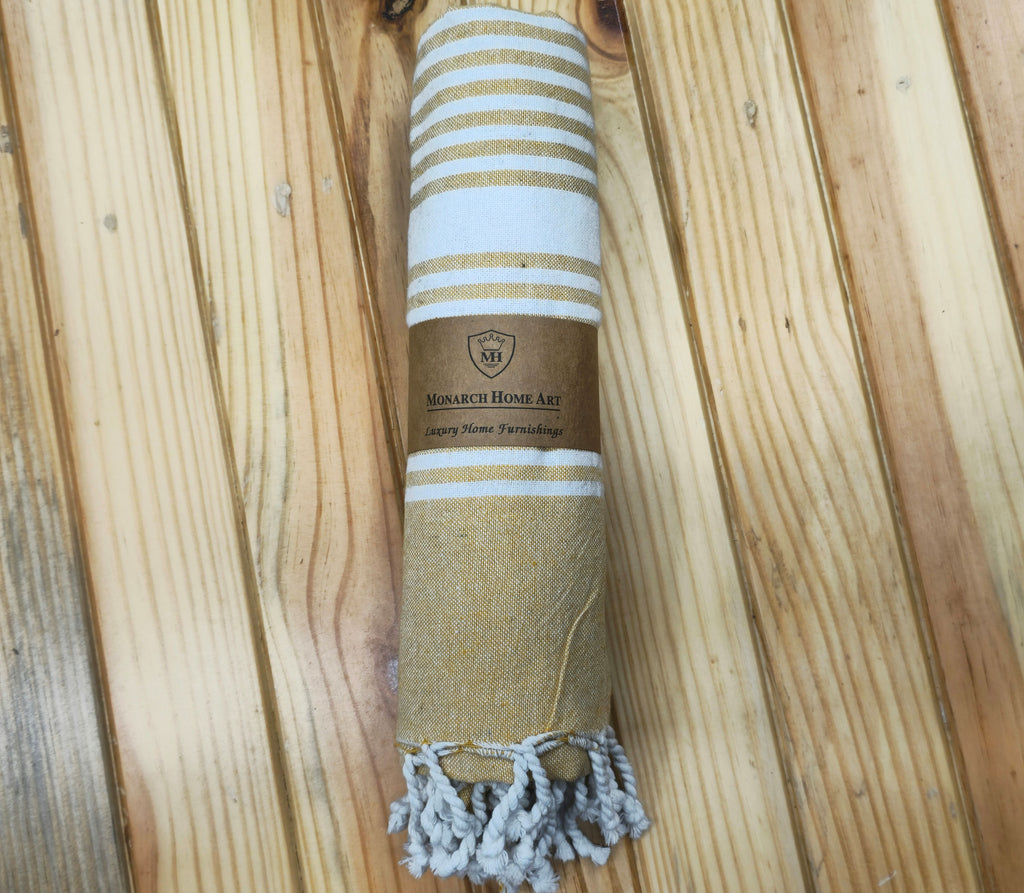 Lemon Yellow Cotton Beach Towel for Bath, Pool & Travel – Soft & Durable (90x170 cm)