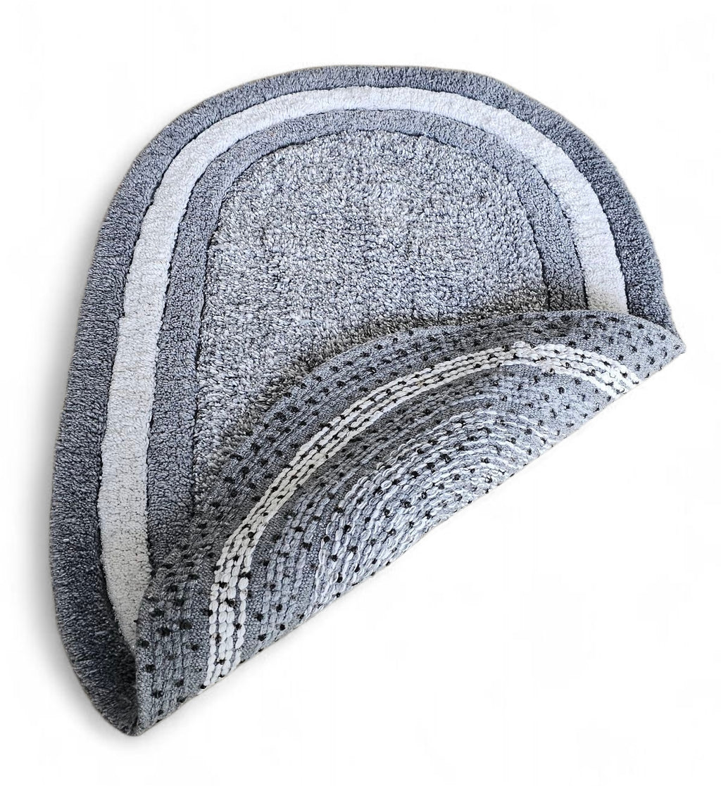 Premium Grey Oval Bath Mat (40x60 cm) – Soft & Absorbent Microfiber Bathroom Mat with Anti-Skid Backing