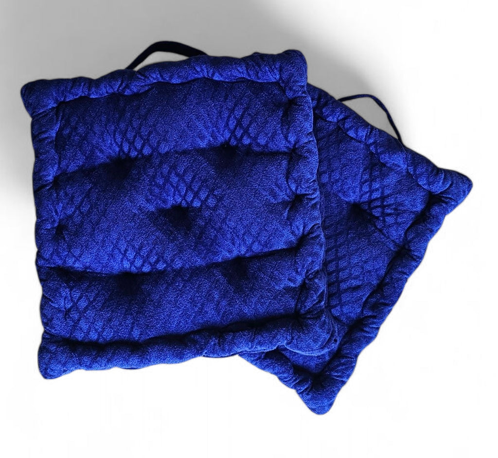 Embossed Velvet Floor Cushion – Blue, 40x40 cm | Soft Polyester Fiber Filled Luxury Seating Pad