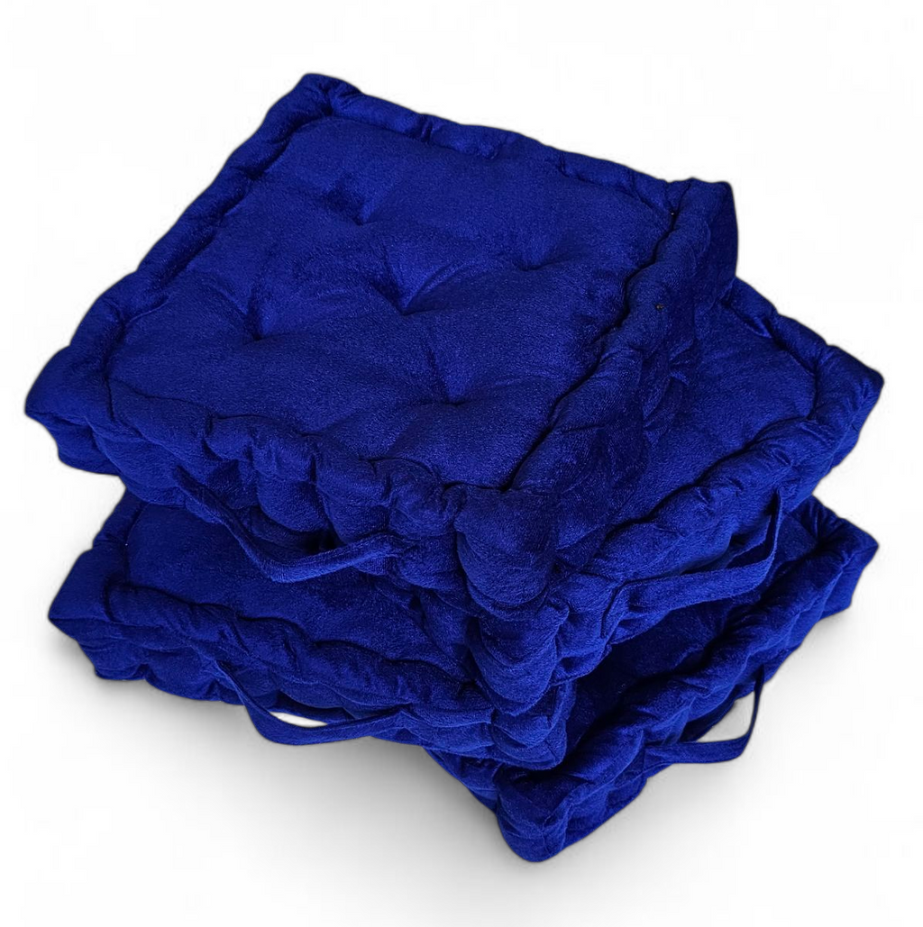Premium Blue Floor Cushion (40x40 cm) – Soft & Durable Cotton-Filled Floor Seat Pillow for Meditation, Yoga & Home Décor