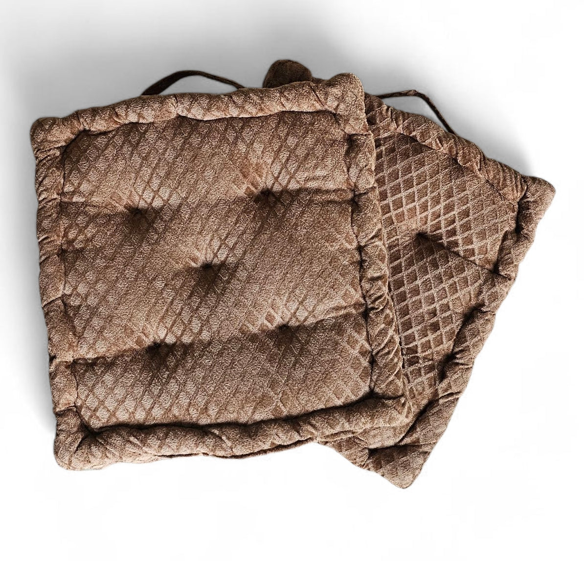 Embossed Velvet Floor Cushion – Camel, 40x40 cm | Soft Polyester Fiber Filled Luxury Floor Seating Pad