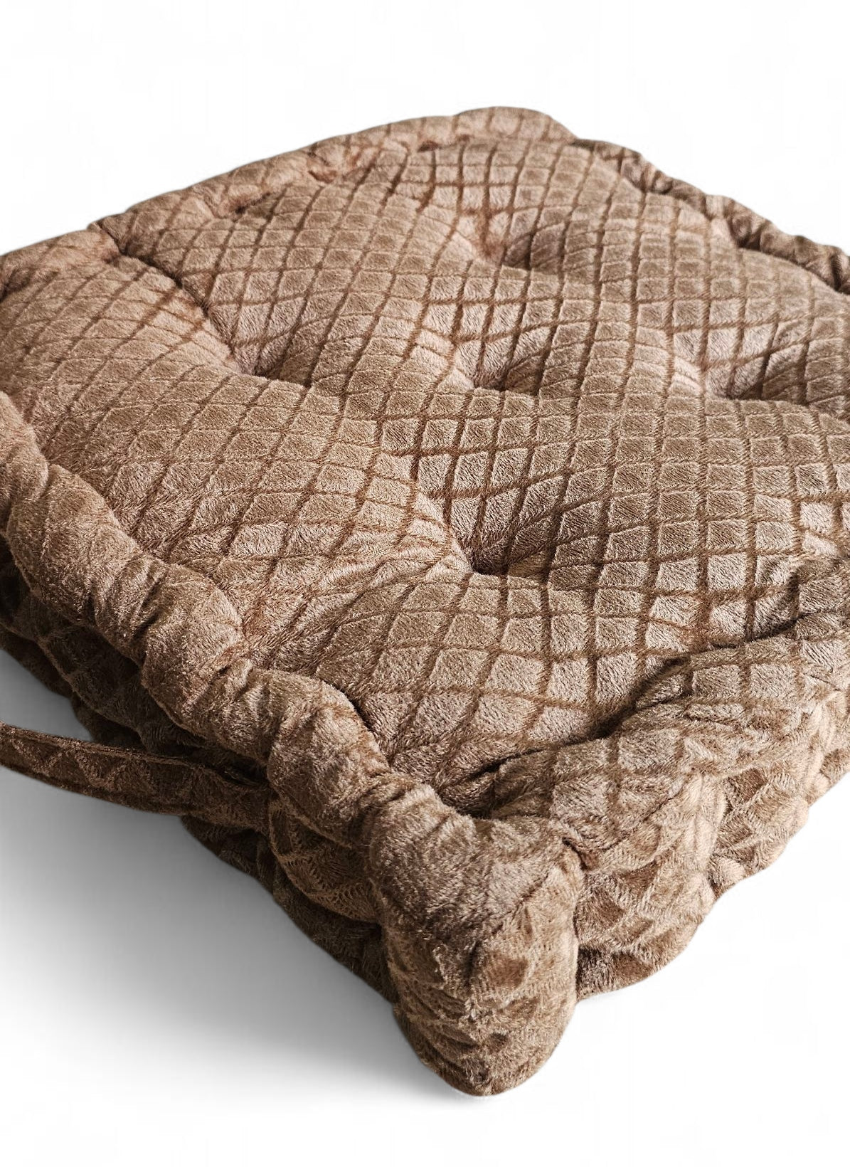 Embossed Velvet Floor Cushion – Camel, 40x40 cm | Soft Polyester Fiber Filled Luxury Floor Seating Pad