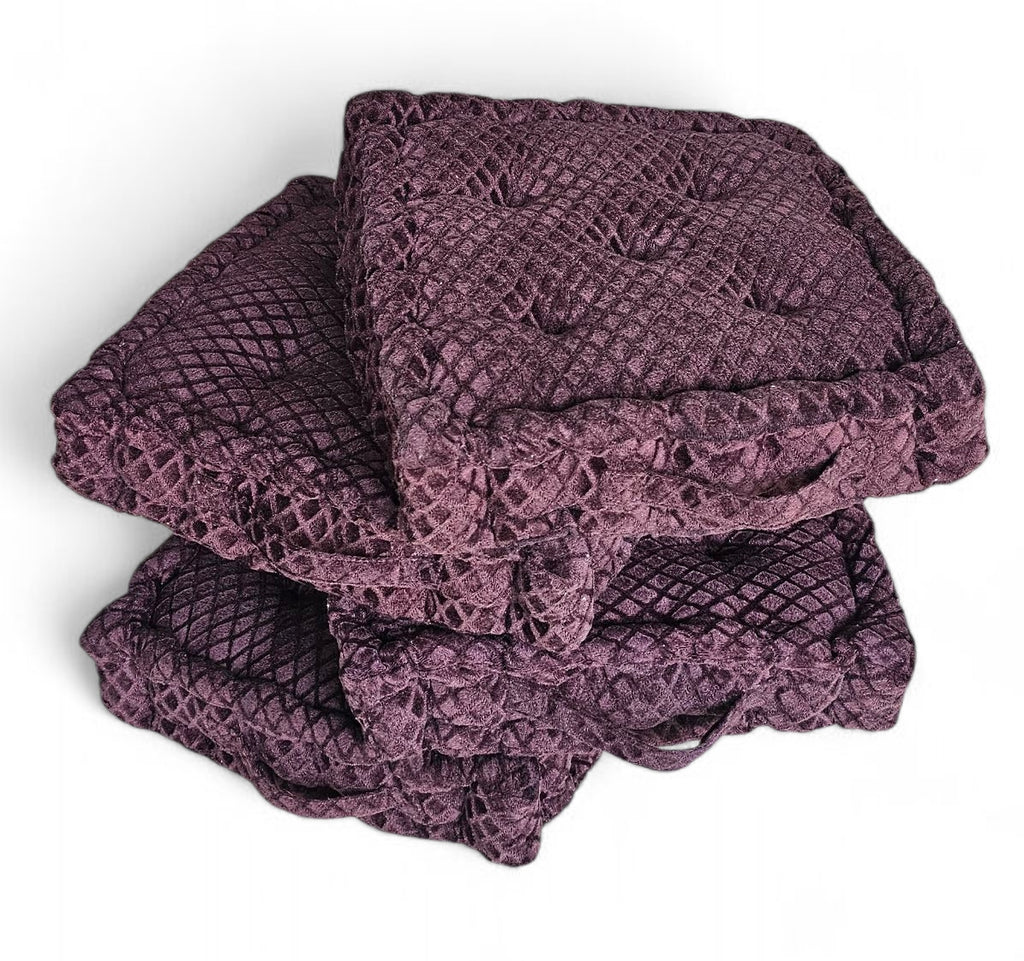 Soft Embossed Velvet Floor Cushion in Coffee Brown – 40x40 cm Decorative Comfort Cushion