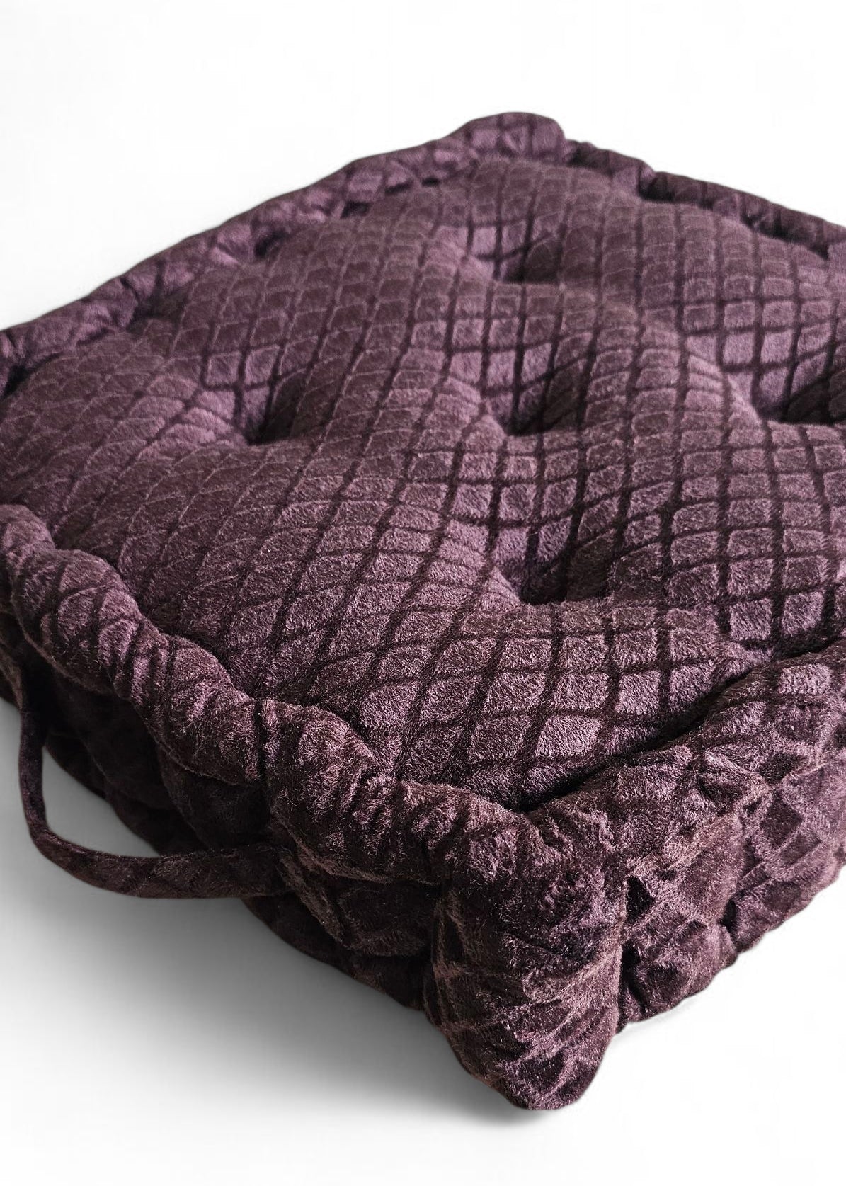 Soft Embossed Velvet Floor Cushion in Coffee Brown – 40x40 cm Decorative Comfort Cushion