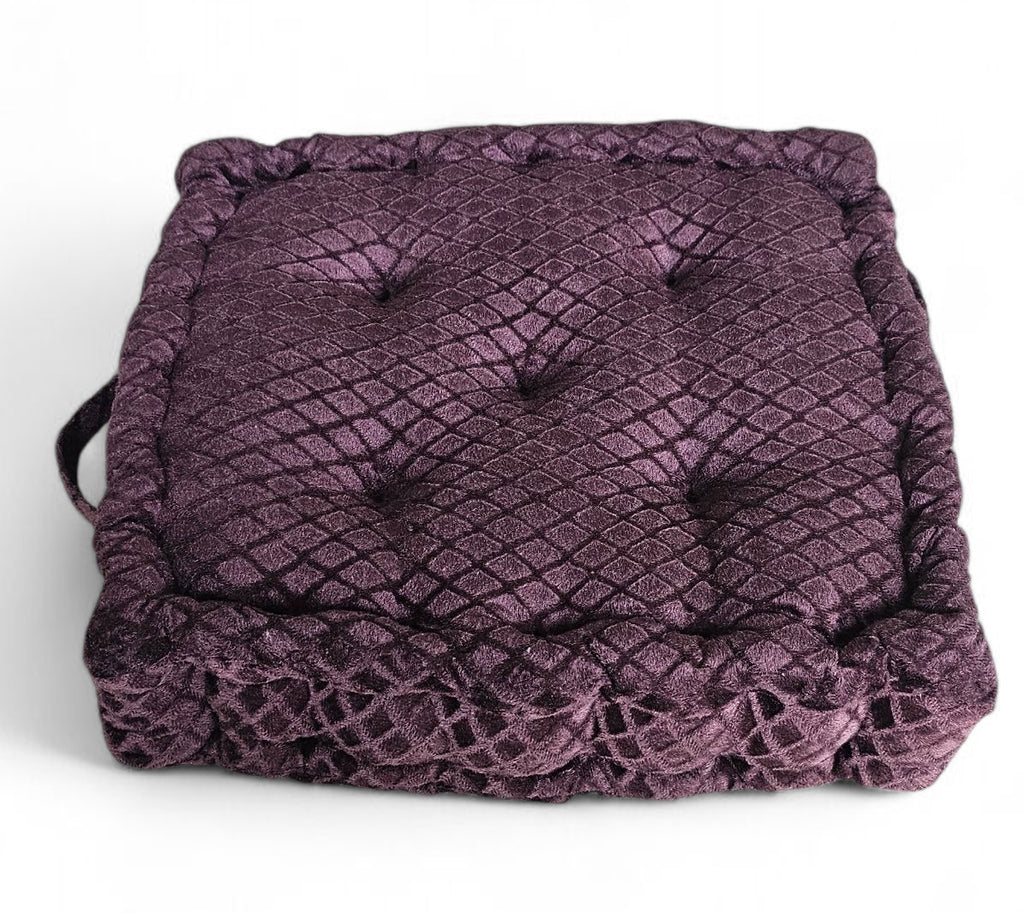 Soft Embossed Velvet Floor Cushion in Coffee Brown – 40x40 cm Decorative Comfort Cushion