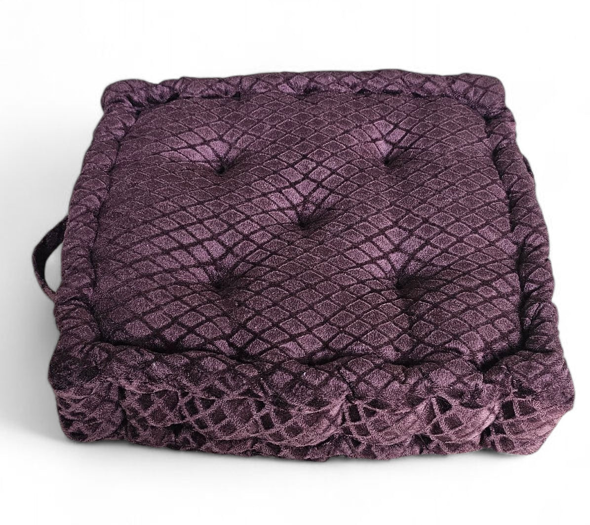 Soft Embossed Velvet Floor Cushion in Coffee Brown – 40x40 cm Decorative Comfort Cushion