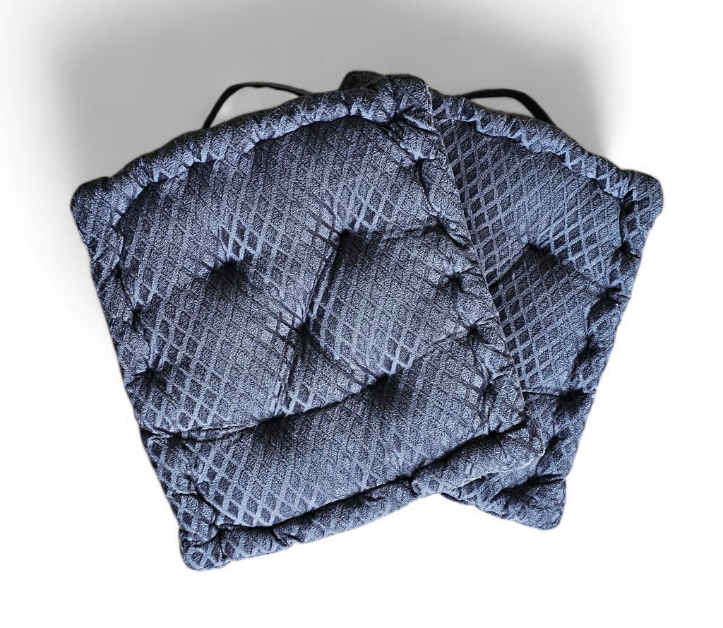 Embossed Velvet Floor Cushion – Grey, 40x40 cm | Soft Polyester Fiber Filled Luxury Floor Seating Pad