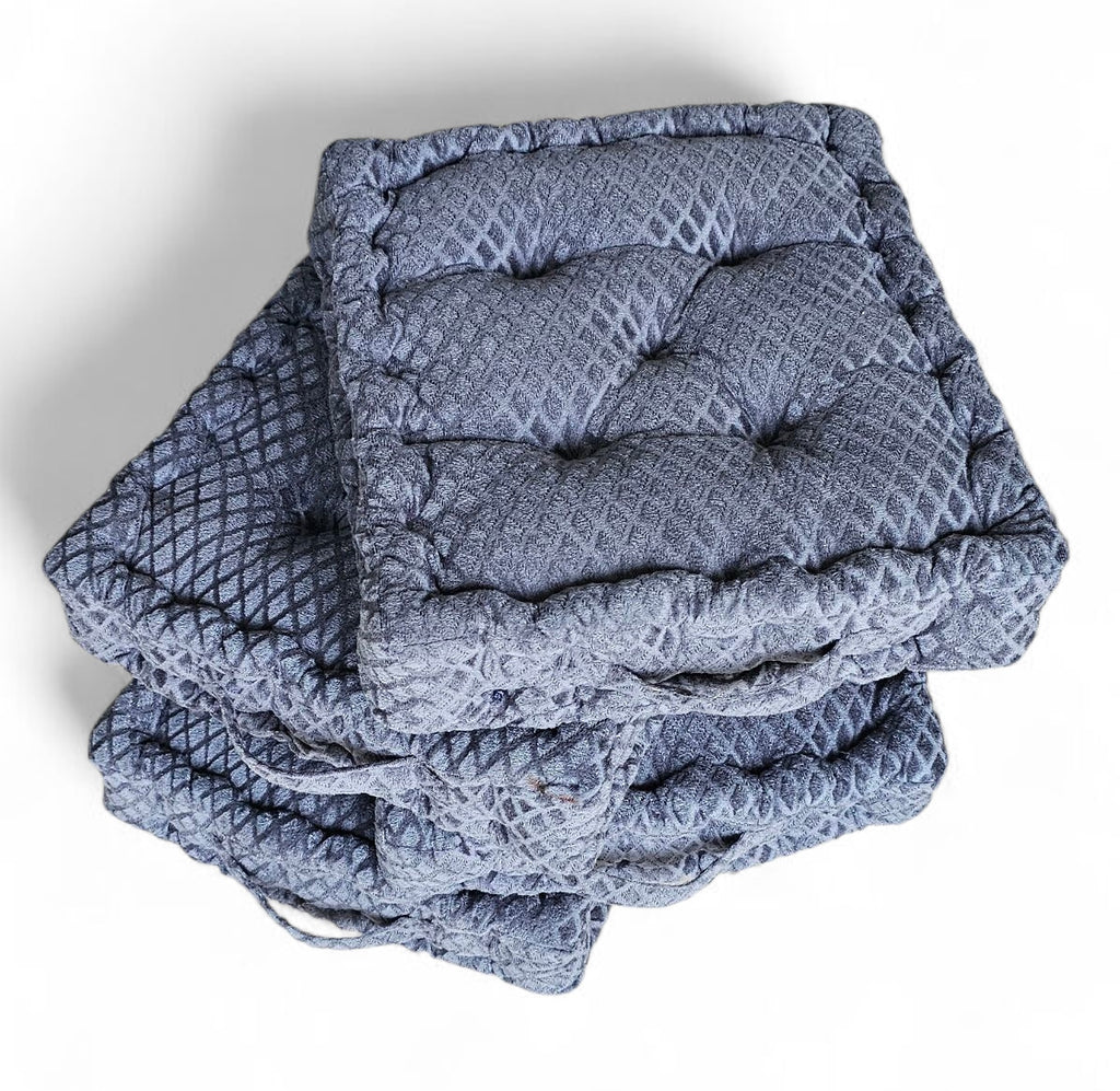 Embossed Velvet Floor Cushion – Grey, 40x40 cm | Soft Polyester Fiber Filled Luxury Floor Seating Pad