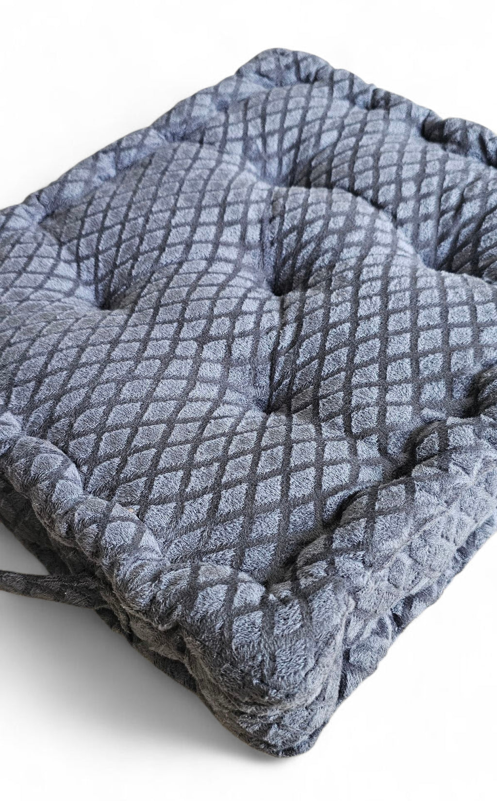 Embossed Velvet Floor Cushion – Grey, 40x40 cm | Soft Polyester Fiber Filled Luxury Floor Seating Pad