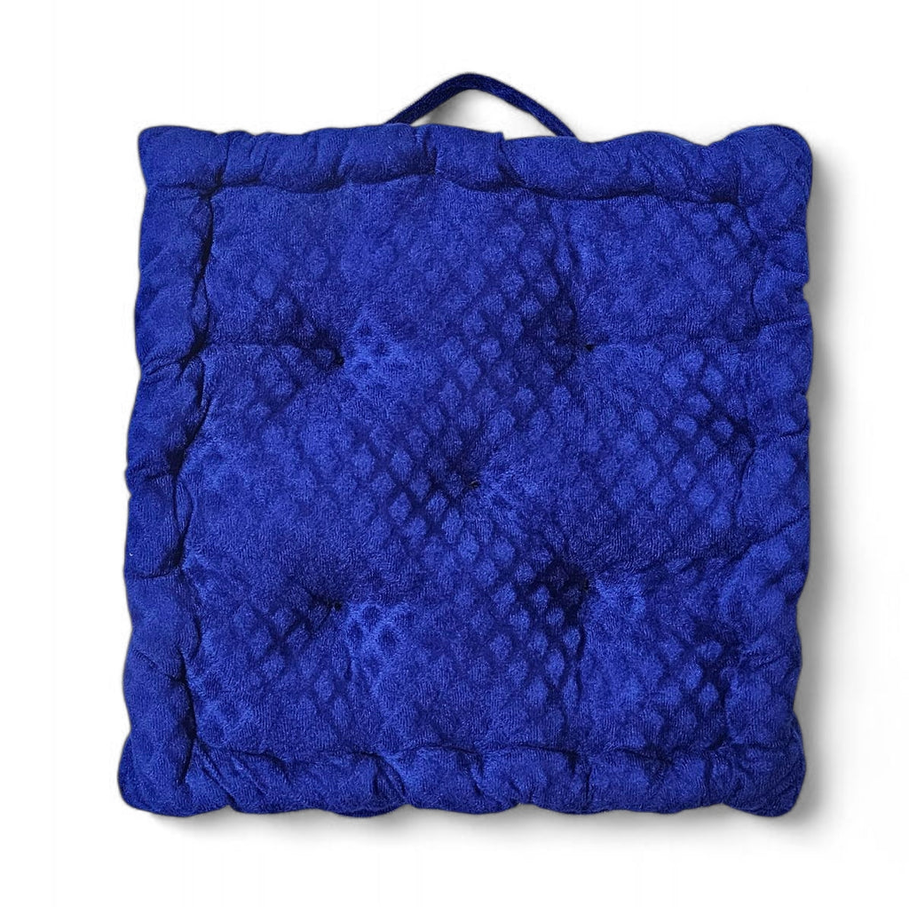 Embossed Velvet Floor Cushion – Blue, 40x40 cm | Soft Polyester Fiber Filled Luxury Seating Pad
