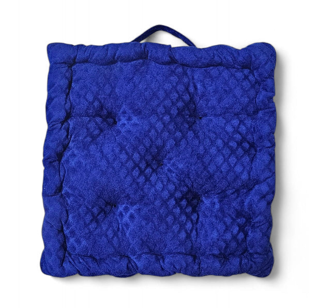 Embossed Velvet Floor Cushion – Blue, 40x40 cm | Soft Polyester Fiber Filled Luxury Seating Pad