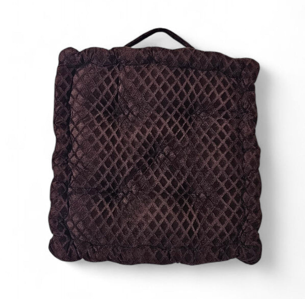 Soft Embossed Velvet Floor Cushion in Coffee Brown – 40x40 cm Decorative Comfort Cushion