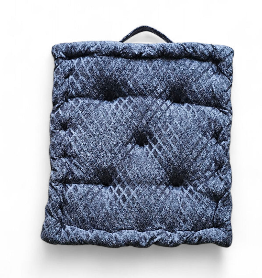 Embossed Velvet Floor Cushion – Grey, 40x40 cm | Soft Polyester Fiber Filled Luxury Floor Seating Pad