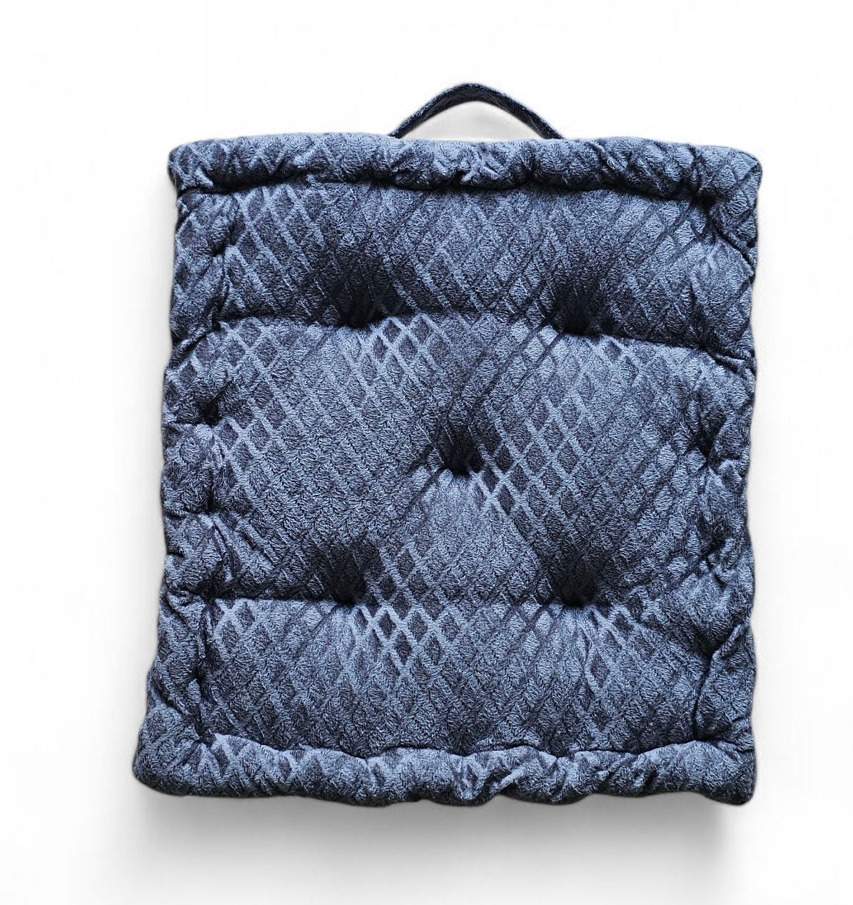 Embossed Velvet Floor Cushion – Grey, 40x40 cm | Soft Polyester Fiber Filled Luxury Floor Seating Pad